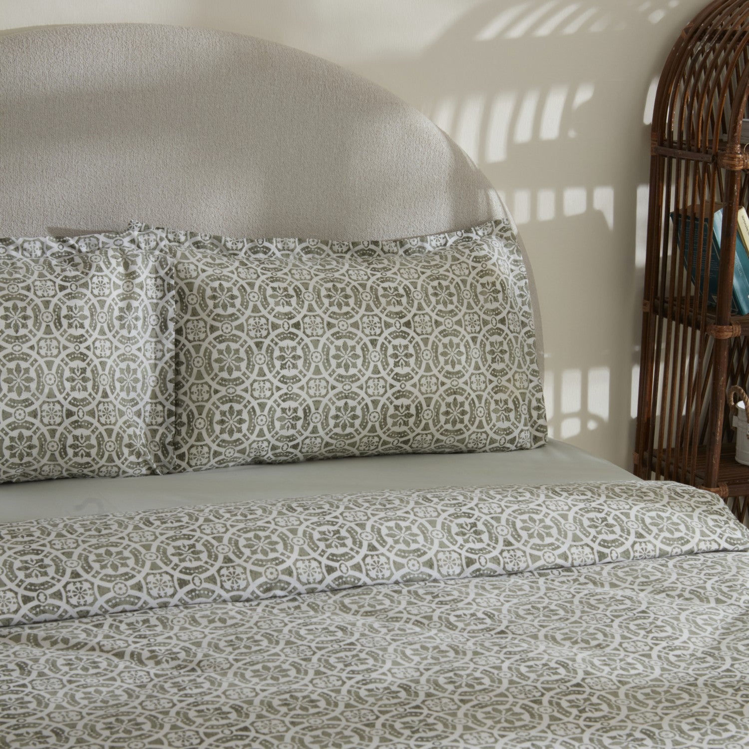 Karaca Home Lea Cotton Double Duvet Cover Set Green - MALLTURK