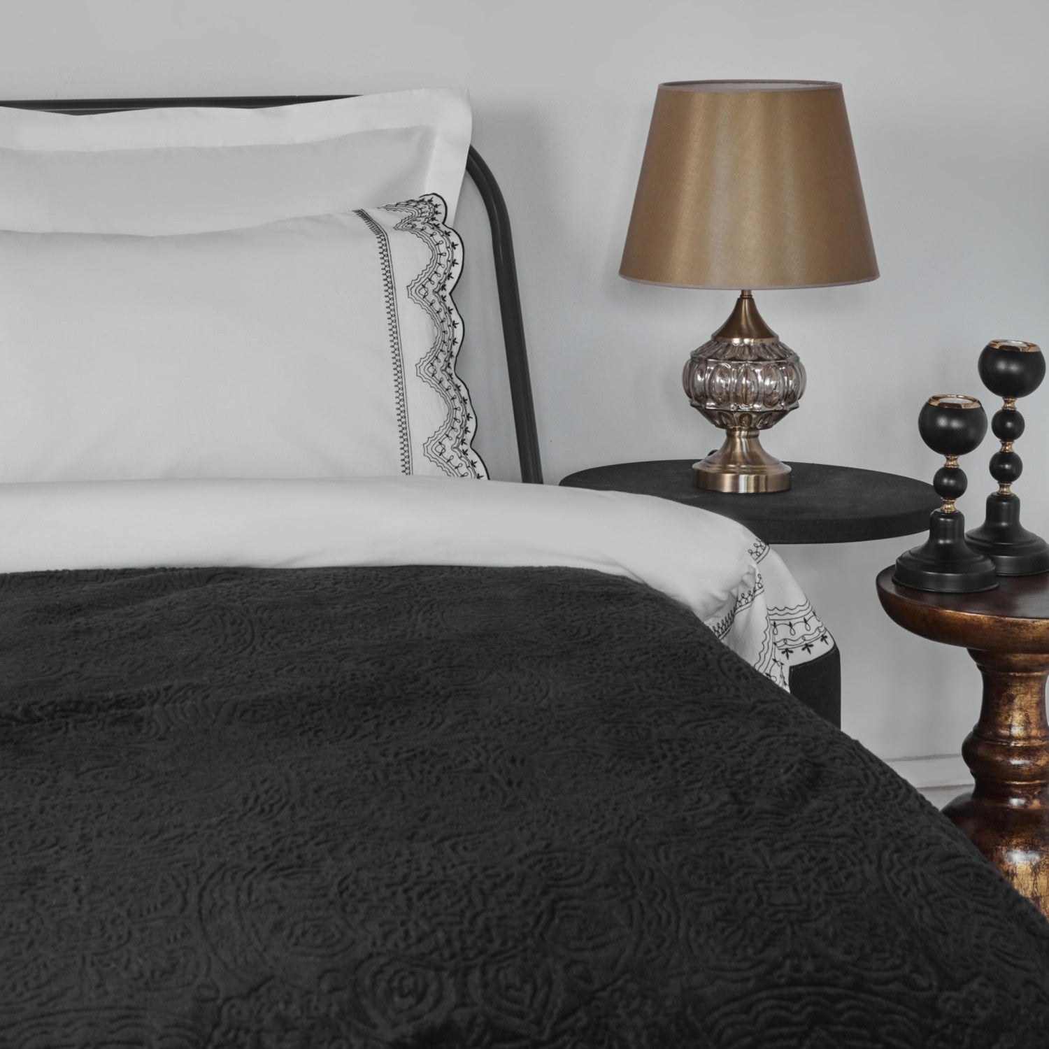 Karaca Home Orvel Double Embroidered Duvet Cover Set White - MALLTURK