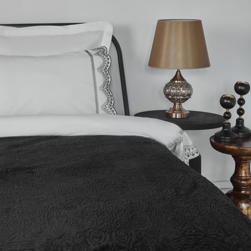 Karaca Home Orvel Double Embroidered Duvet Cover Set White - MALLTURK