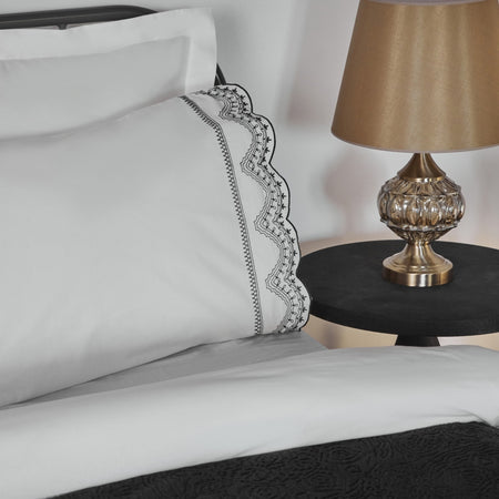 Karaca Home Orvel Double Embroidered Duvet Cover Set White - MALLTURK