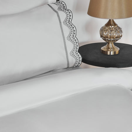 Karaca Home Orvel Double Embroidered Duvet Cover Set White - MALLTURK
