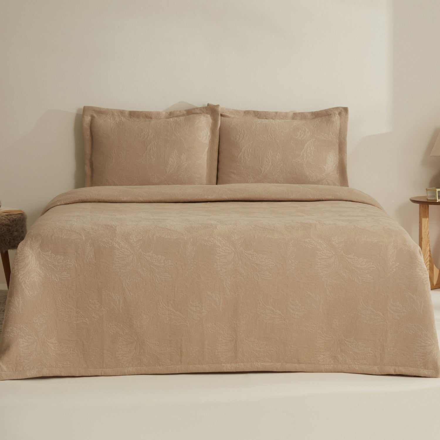 Karaca Home Olivia Double Bedspread Set Beige - MALLTURK