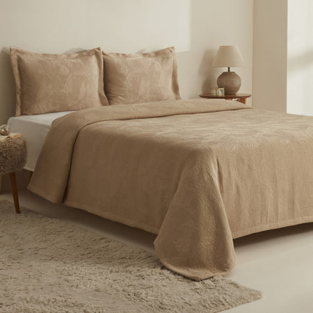 Karaca Home Olivia Double Bedspread Set Beige - MALLTURK