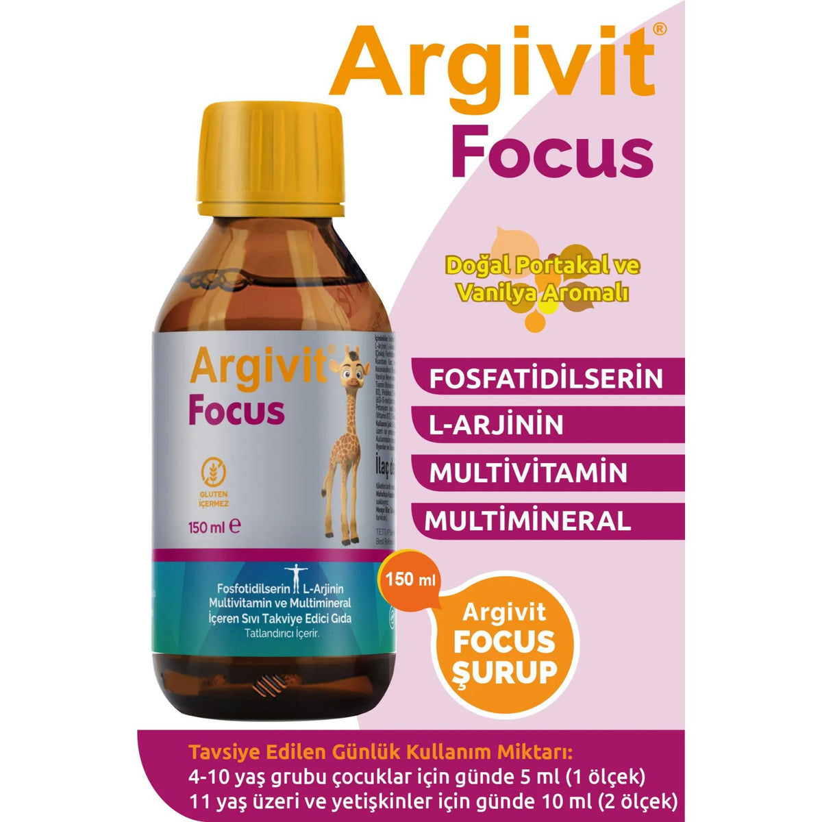 Argivit Focus 150 ml Sivi Formda Multivitamin and Multimineral with Urun 4 Yas and Uzeri Icin - MALLTURK