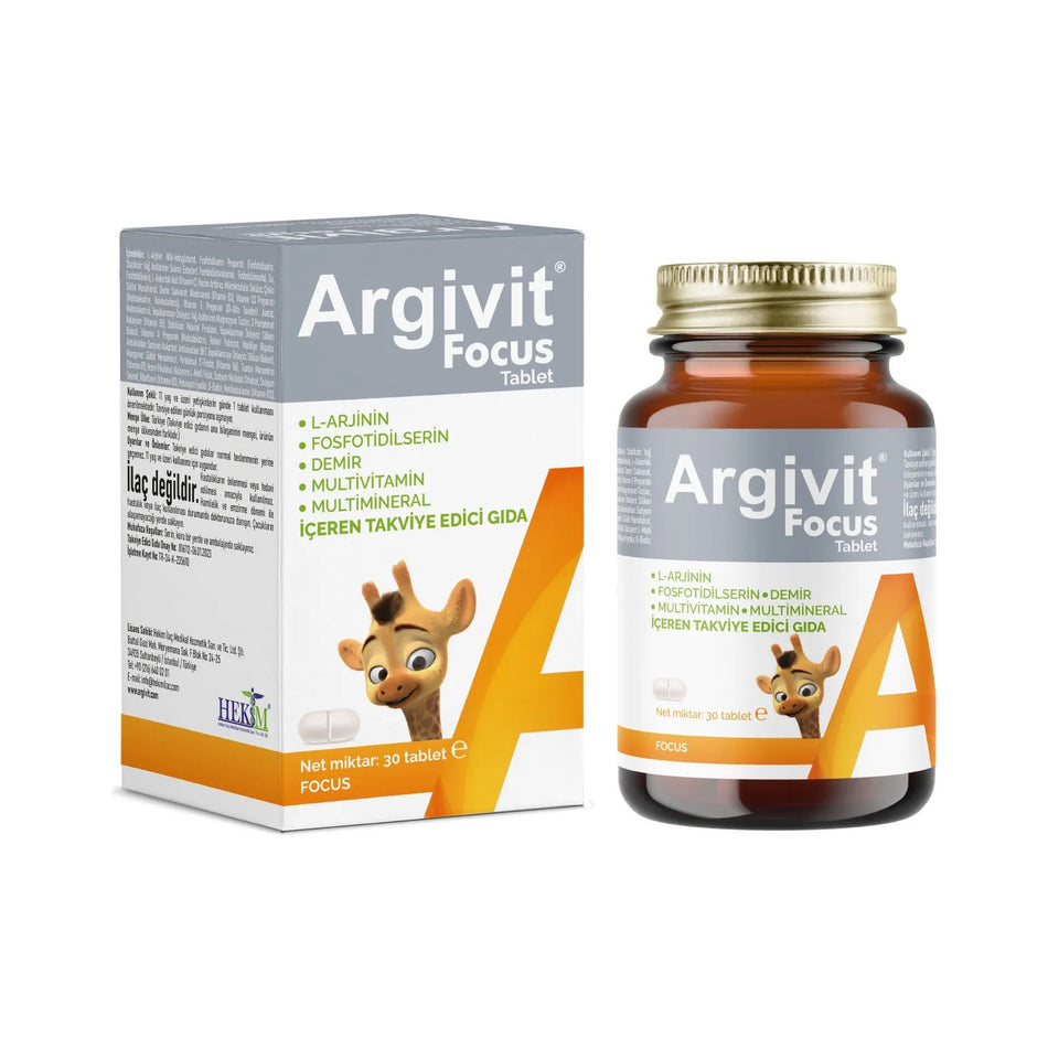 Argivit Focus 2li Paket L-Arjinin, Fosfotidilserin, Iron, Multivitamin and Multimineral with Tablet 30 Tablet - MALLTURK