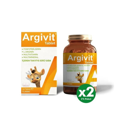 Argivit Classic Fosfotidilserin, L-Arjinin, Multivitamin and Multimineral with Tablet 2li Paket 30 Tablet - MALLTURK