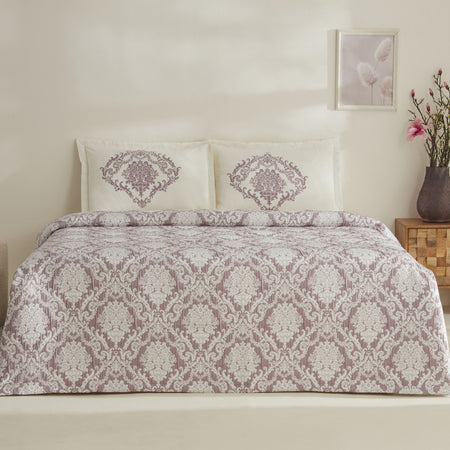 Karaca Home Nolven Double Bedspread Set, Plum - MALLTURK