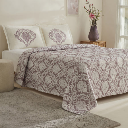 Karaca Home Nolven Double Bedspread Set, Plum - MALLTURK