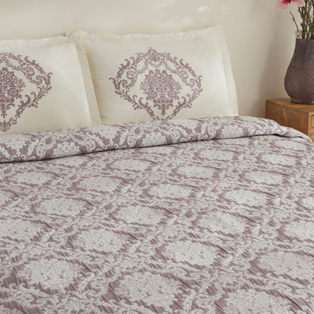 Karaca Home Nolven Double Bedspread Set, Plum - MALLTURK