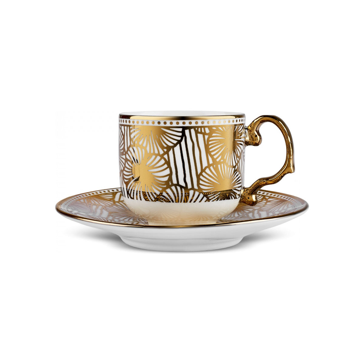 Karaca Anemon 5-Piece Bone Turkish Coffee Cup Set with Stand for 2, 80 ml - MALLTURK
