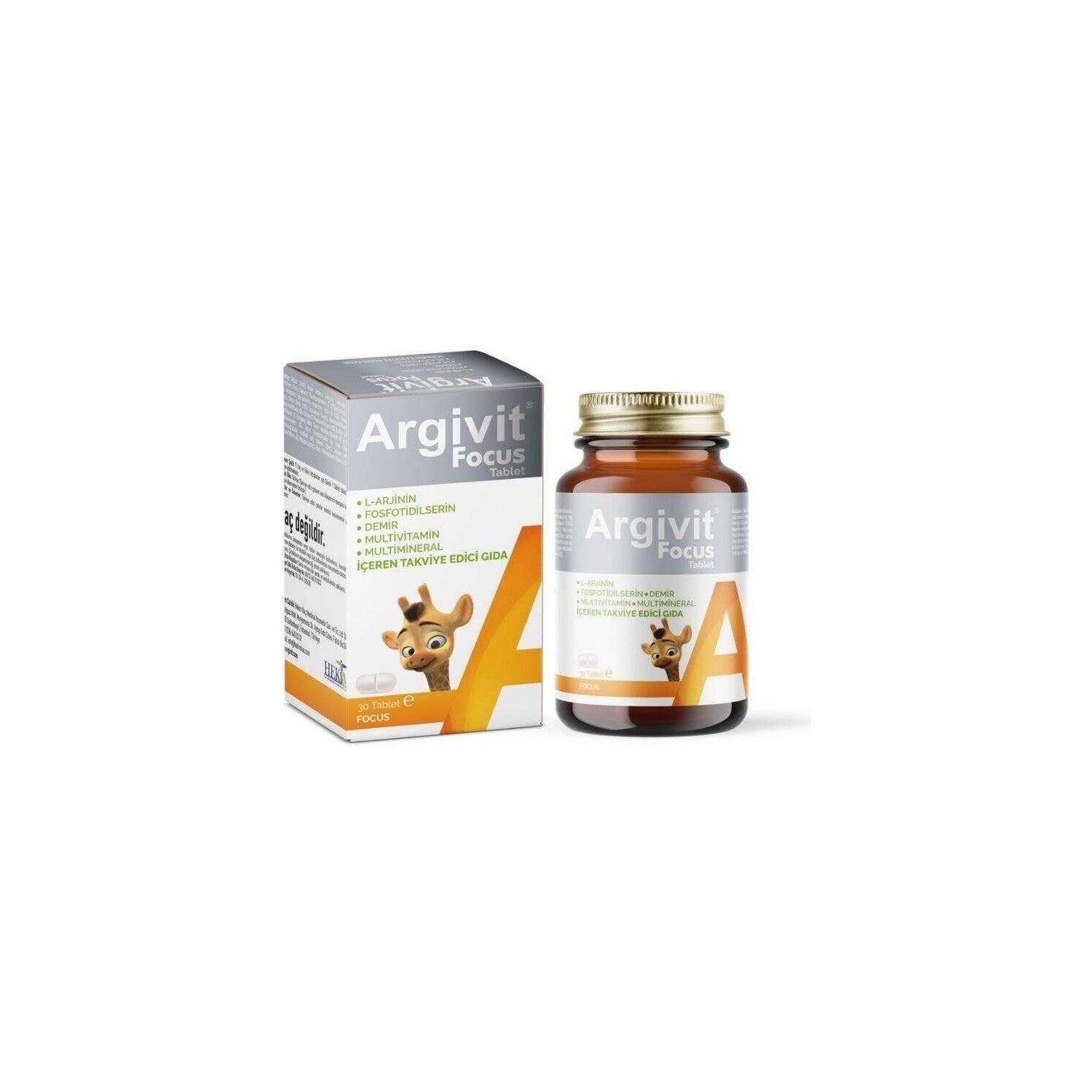 Argivit Focus Tablet 30 Pieces L-Arjinin and Fosfotidilserin with Dietary Supplement - MALLTURK