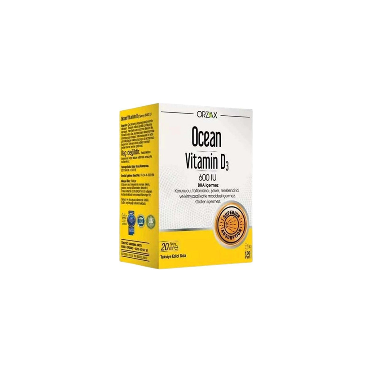 Orzax Ocean Vitamin D3 600 lU Spray 20 ml - MALLTURK
