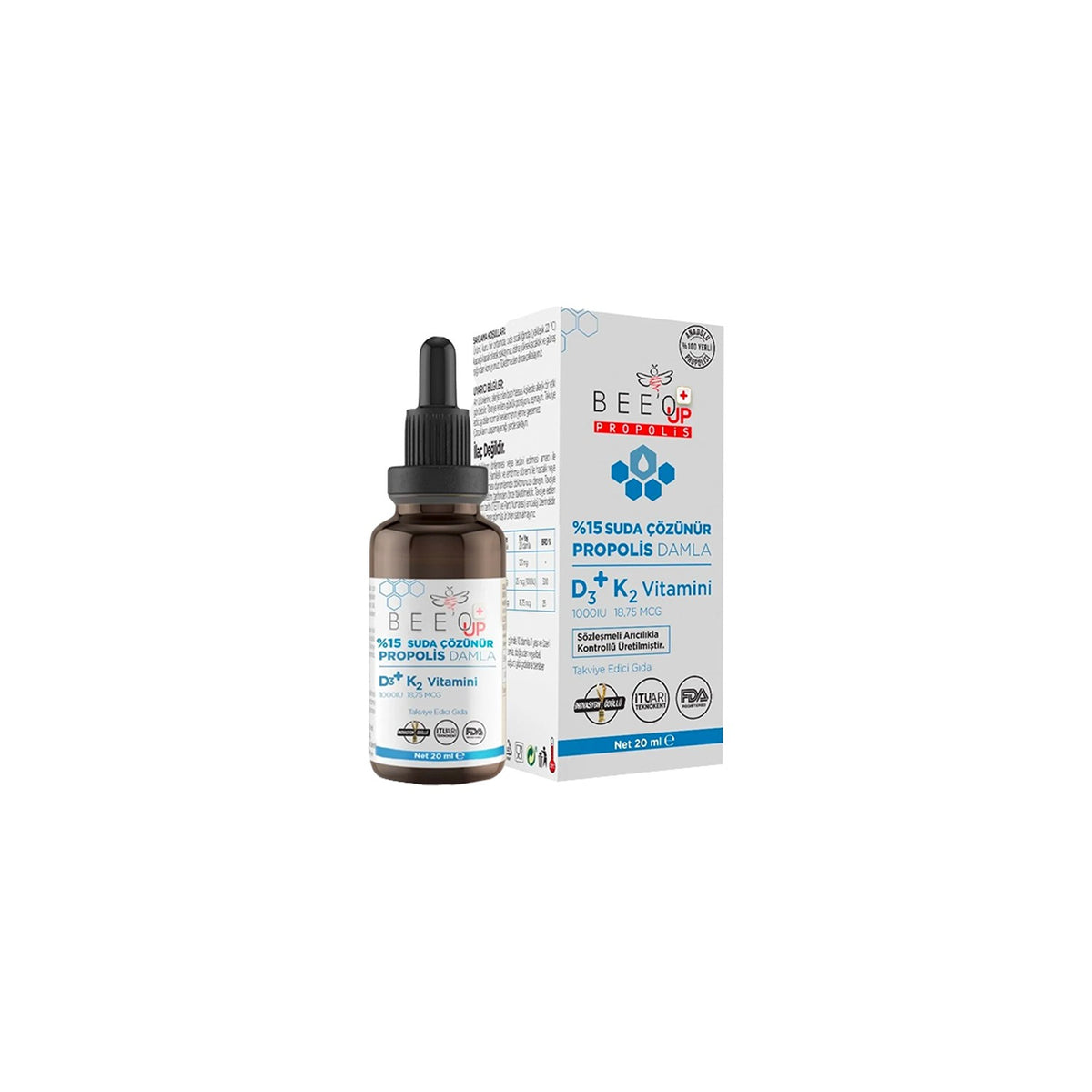 BEE'O Up D3+K2 Water-Soluble Drops 20 ml - MALLTURK