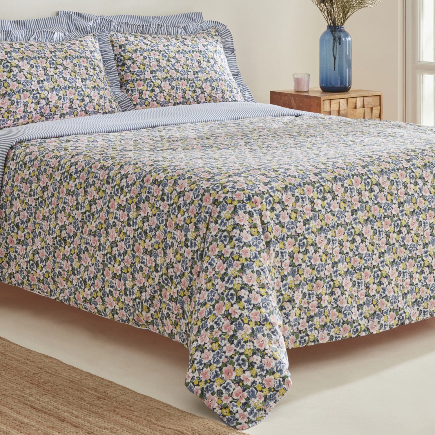 Karaca Home Punava Cotton Double Duvet Cover Set Navy Blue - MALLTURK
