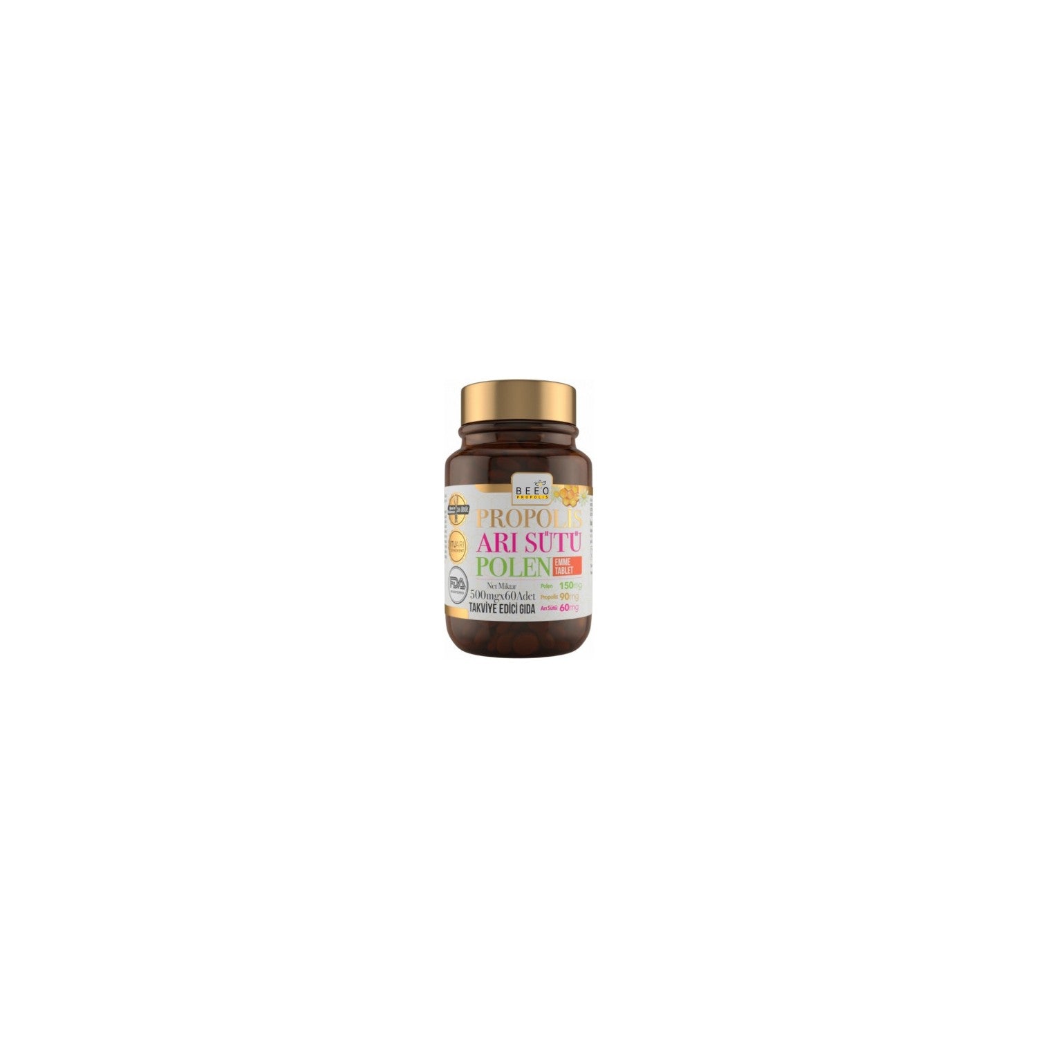 BEE'O 500 mg Propolis Royal Jelly Bee Pollen Lozenges 60 Pieces