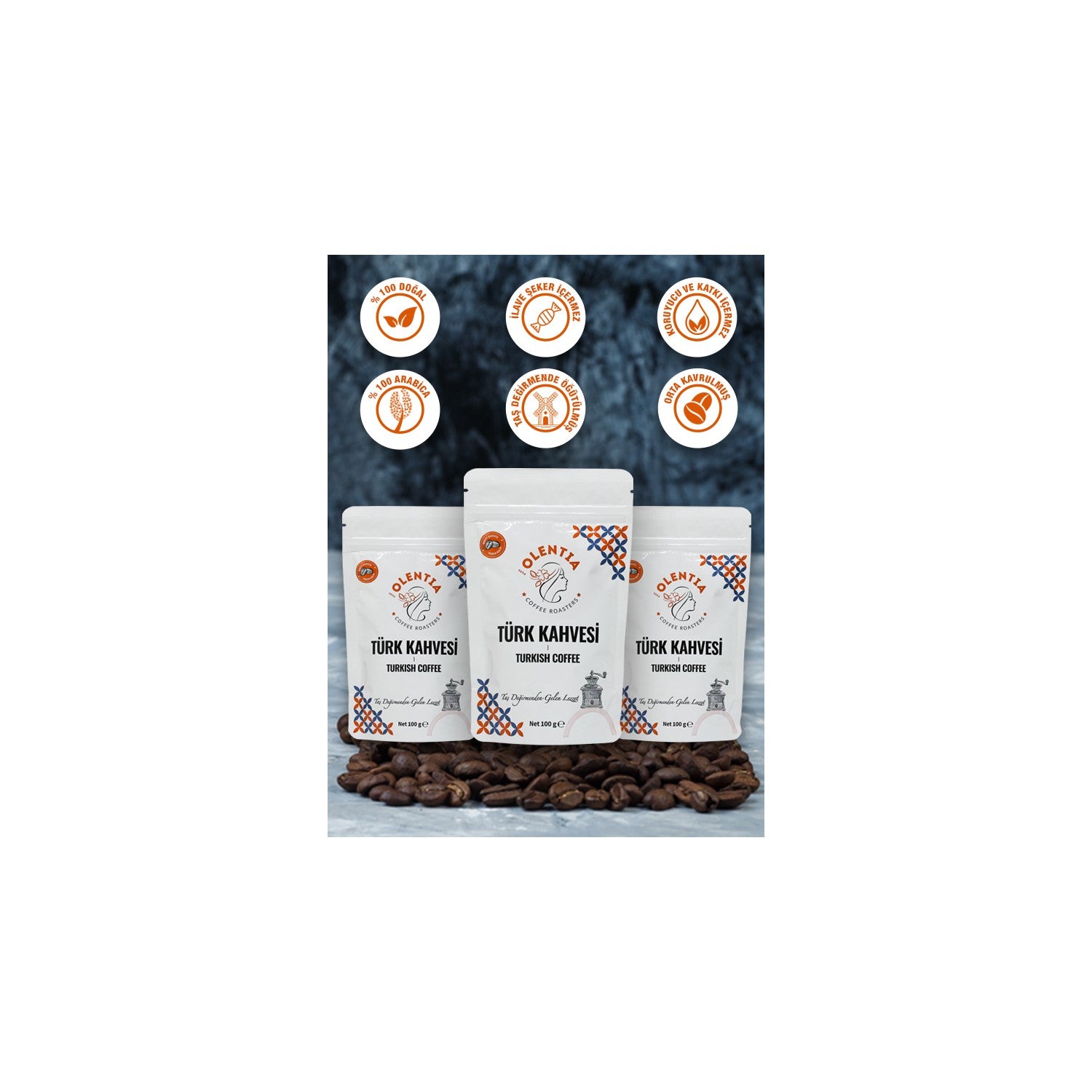 Pure Olentia 3 x Traditional Turkish Coffee 100g - MALLTURK