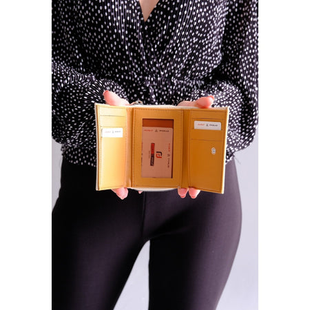 Just Polo Women's Cream Vegan Wallet with 6 Card Slots + 1 ID Card, Embossed Print, Snap and Zipper Closure. - MALLTURK