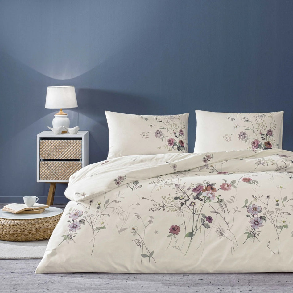Tac Kiara Ranforce Single Duvet Cover Set Ekru - MALLTURK