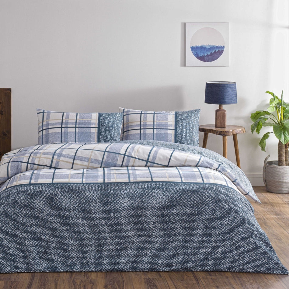Tac Ares Flannel Double Duvet Cover Set Blue - MALLTURK