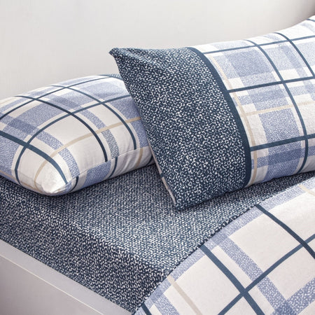 Tac Ares Flannel Double Duvet Cover Set Blue - MALLTURK