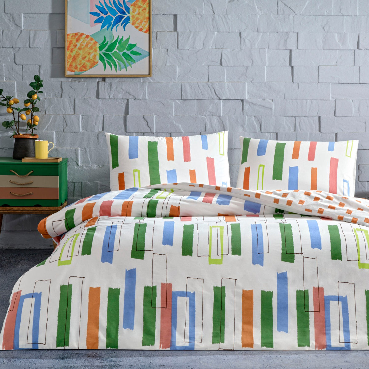 Tac Legrand Ranforce Double Duvet Cover Set Green - MALLTURK