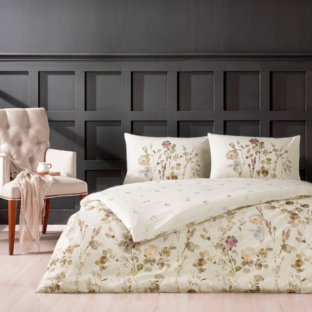 Tac Nina Ranforce Double Duvet Cover Set Beige - MALLTURK