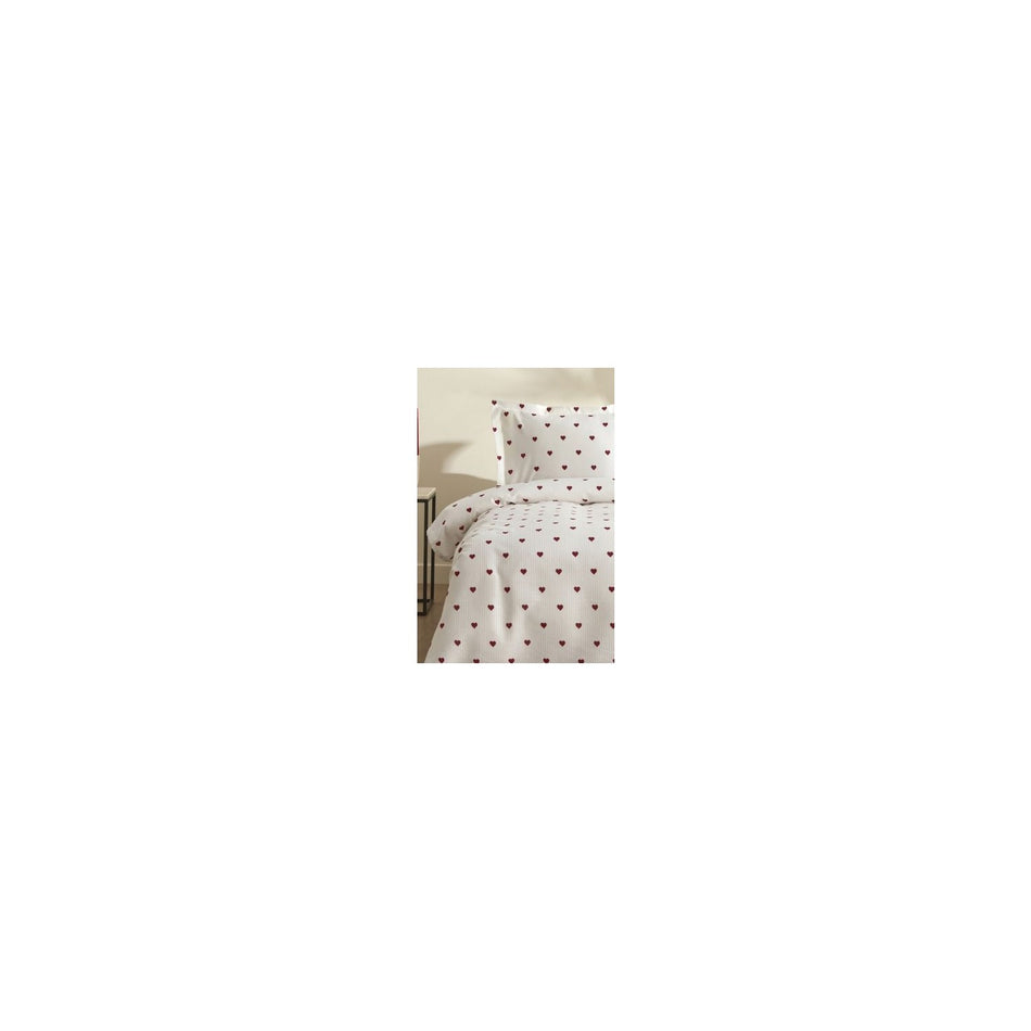 Karaca Home Amour Heart Pattern Single Duvet Cover Set Red - MALLTURK