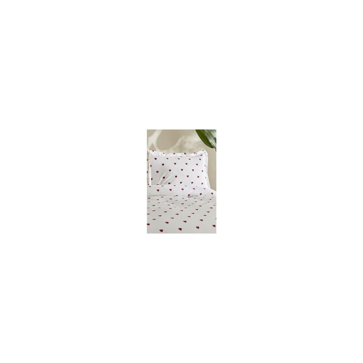 Karaca Home Amour Heart Pattern Single Duvet Cover Set Red - MALLTURK