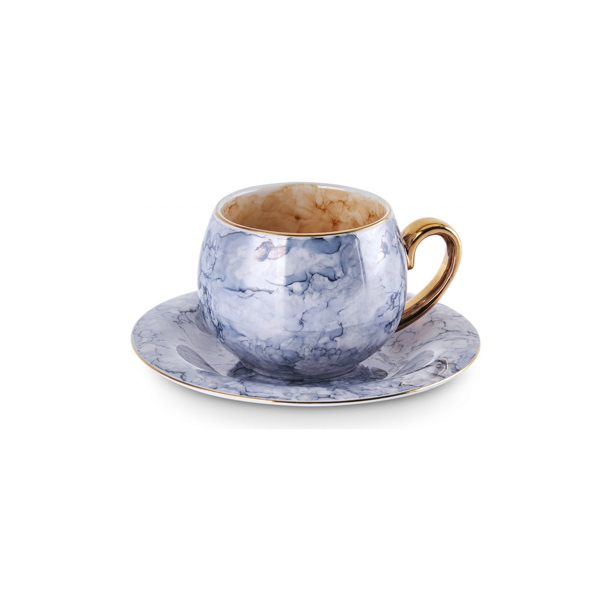 Karaca Gloss Double 4-Piece Blue Bone Coffee Cup Set 150 ml - MALLTURK