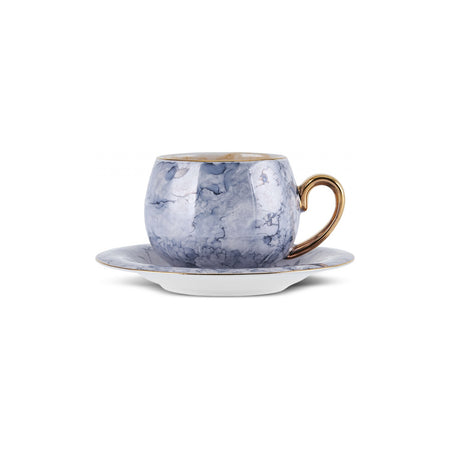 Karaca Gloss Double 4-Piece Blue Bone Coffee Cup Set 150 ml - MALLTURK