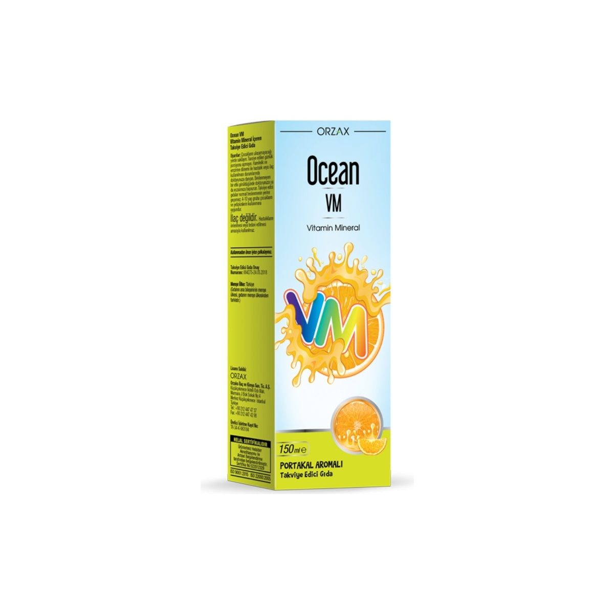 Orzax Ocean Vitamin Mineral 150 ml Orange Flavor Multivitamin Supplement 13 Vitamin and 5 Mineral Icerir - MALLTURK