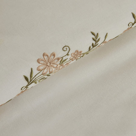 Karaca Home Vanes Beige Double Embroidered Duvet Cover and Pique Set 200 x 220 cm Polyester Patterned - MALLTURK