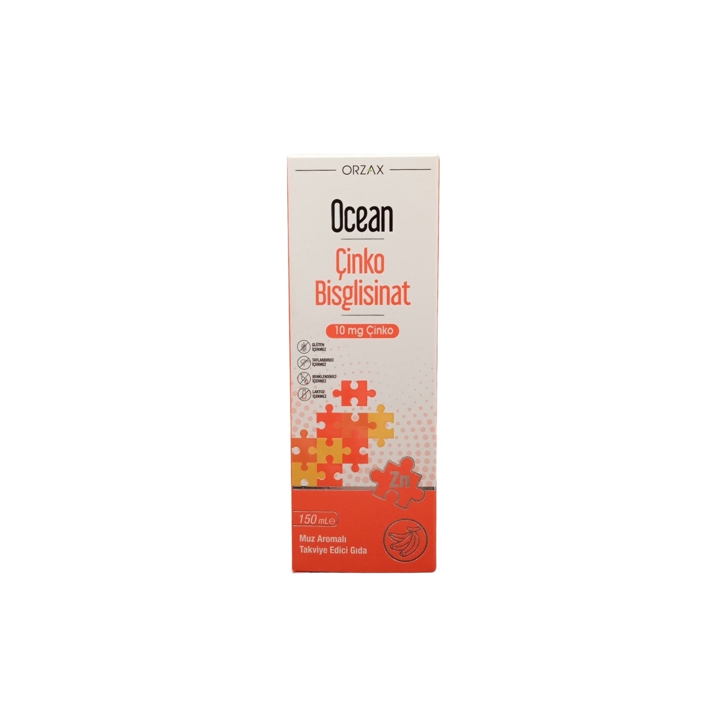 Orzax Ocean Zinc Bisglisinat Syrup 150 ml - Muz Flavored - MALLTURK