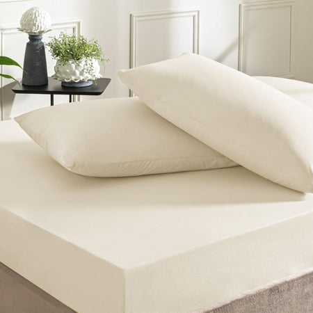 Tac ranforce Fitted Double Bed Sheet Set Ecru - MALLTURK