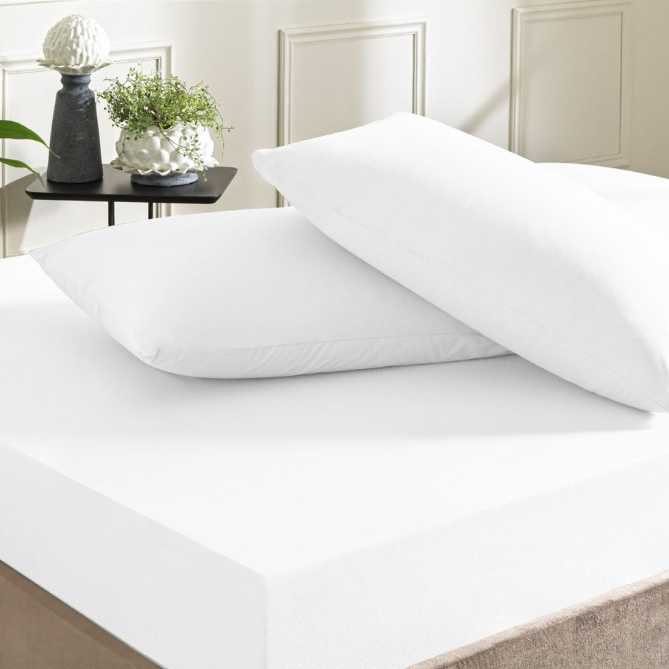 Tac ranforce Fitted Double Bed Sheet Set White - MALLTURK