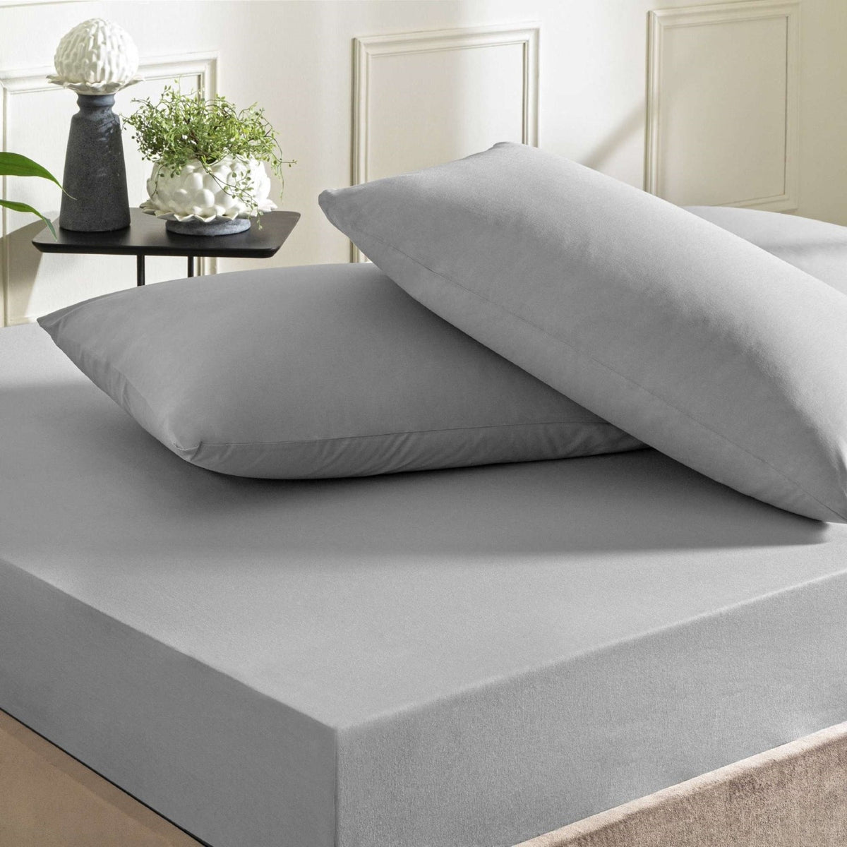 Tac ranforce Fitted Queen Size Bed Sheet Set Anthracite - MALLTURK