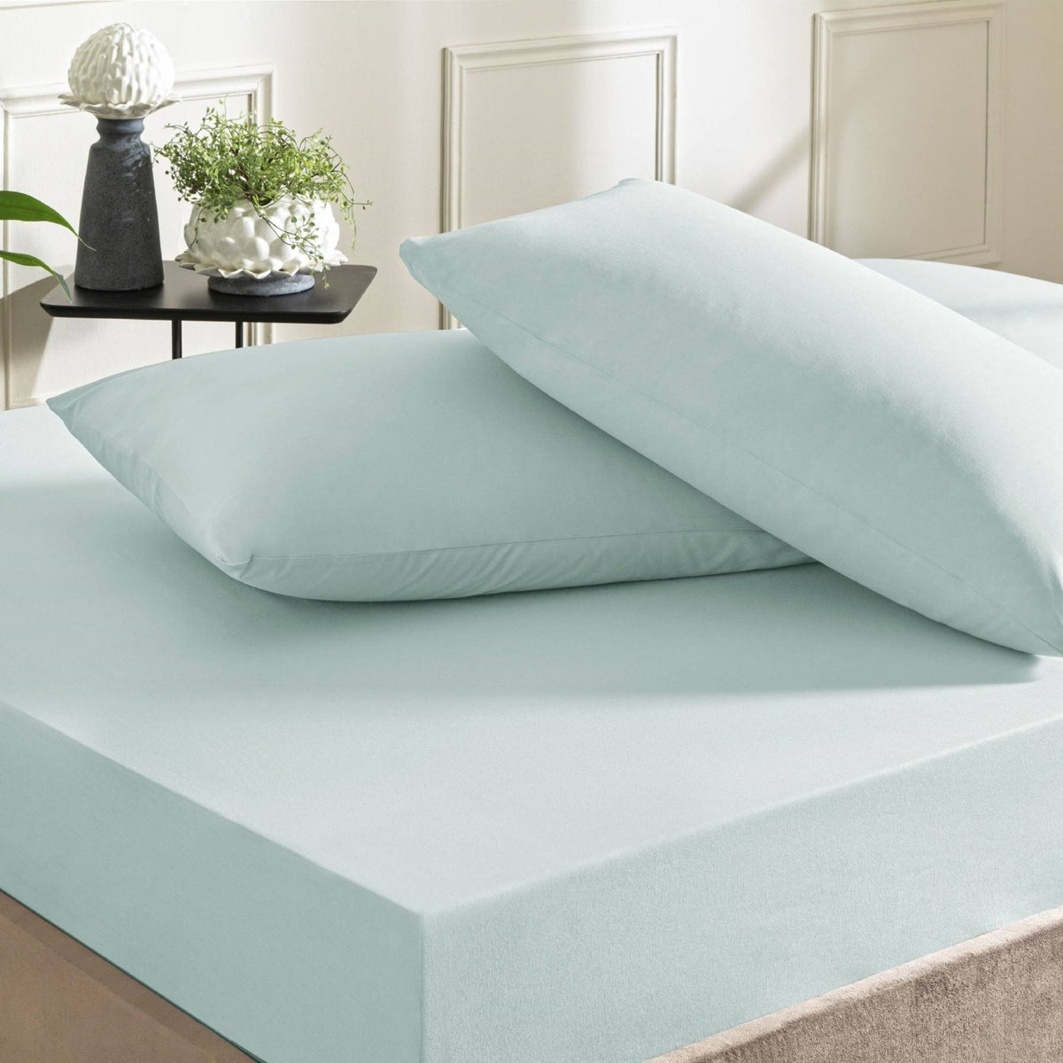 Tac ranforce Fitted Double Bed Sheet Set Blue - MALLTURK