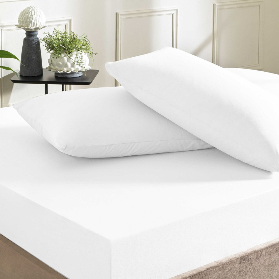 Tac ranforce Fitted king size Bed Sheet Set White - MALLTURK