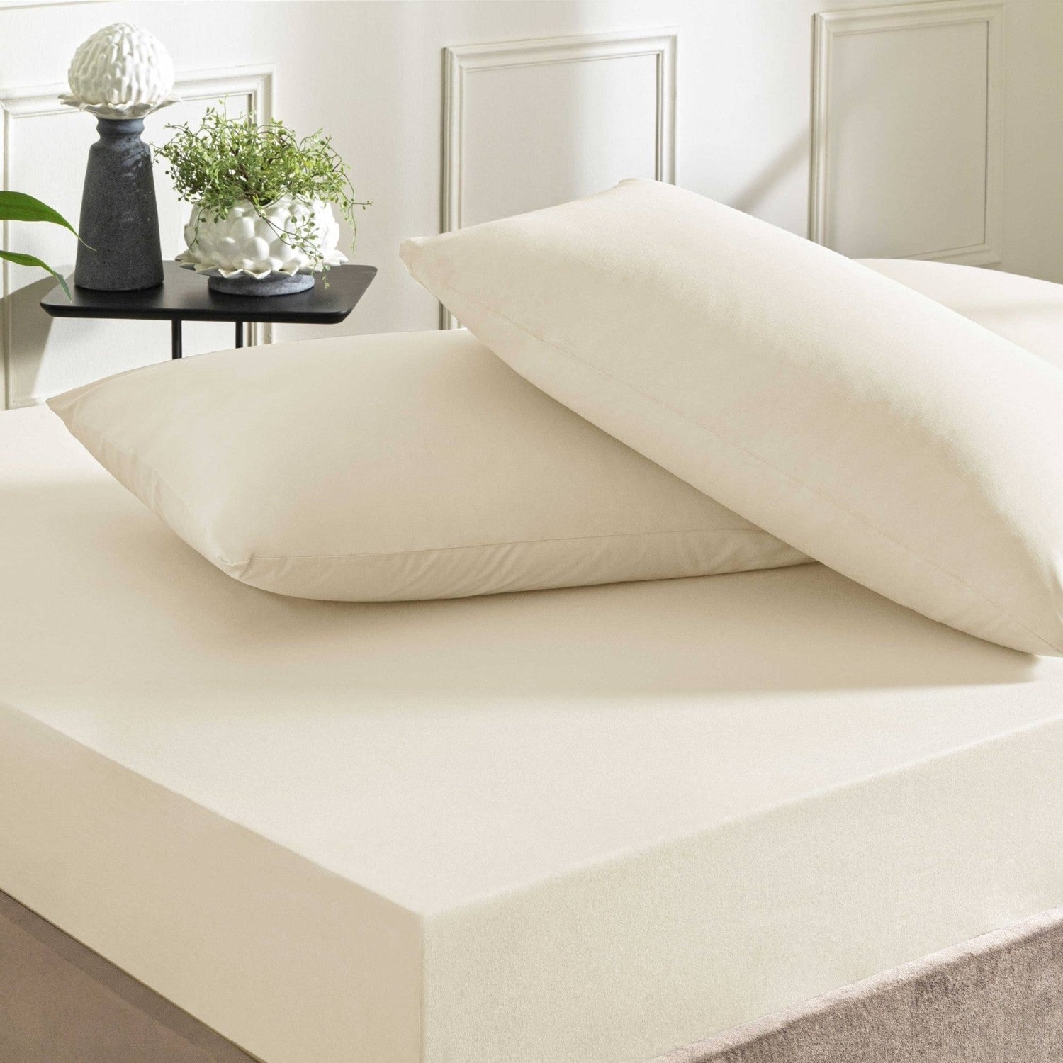 Tac ranforce Fitted king size Bed Sheet Set Ecru - MALLTURK