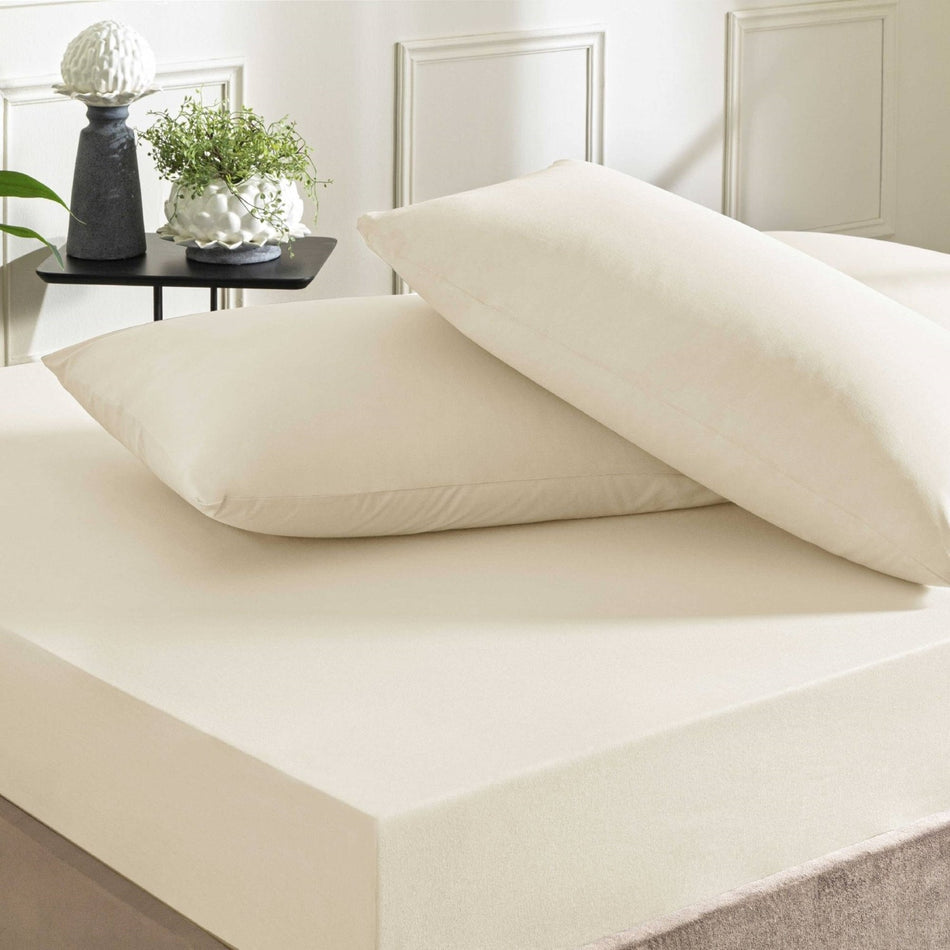 Tac ranforce Fitted king size Bed Sheet Set Ecru - MALLTURK