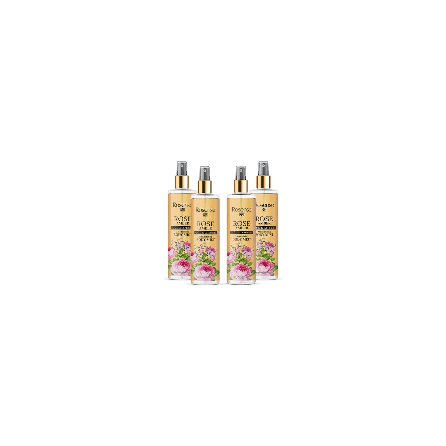 Rosense Body Spray Amber & Rose 4-Piece Set Refreshing Fragrance Volume for Women - MALLTURK