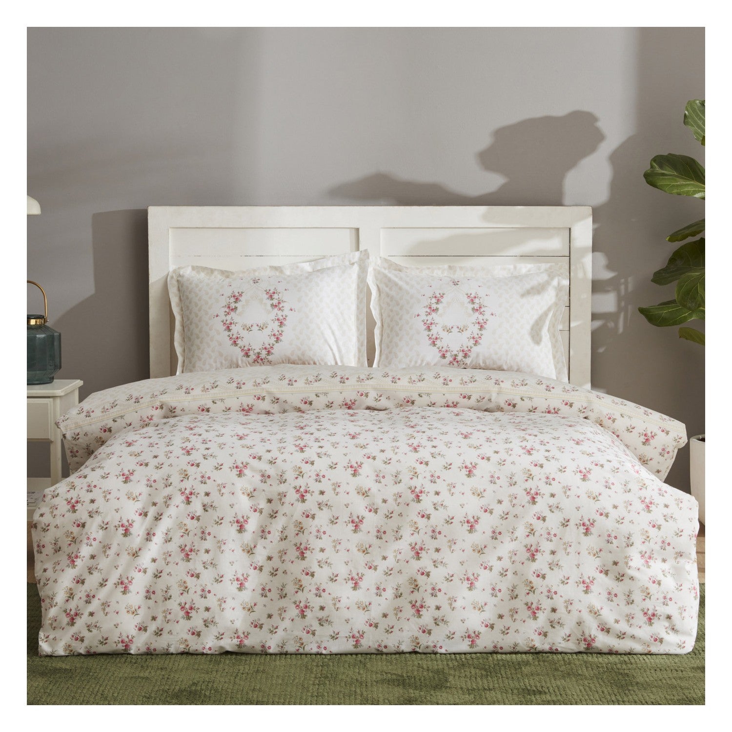 Karaca Home Sonya %100 Cotton Double Duvet Cover Set Burgundy - MALLTURK
