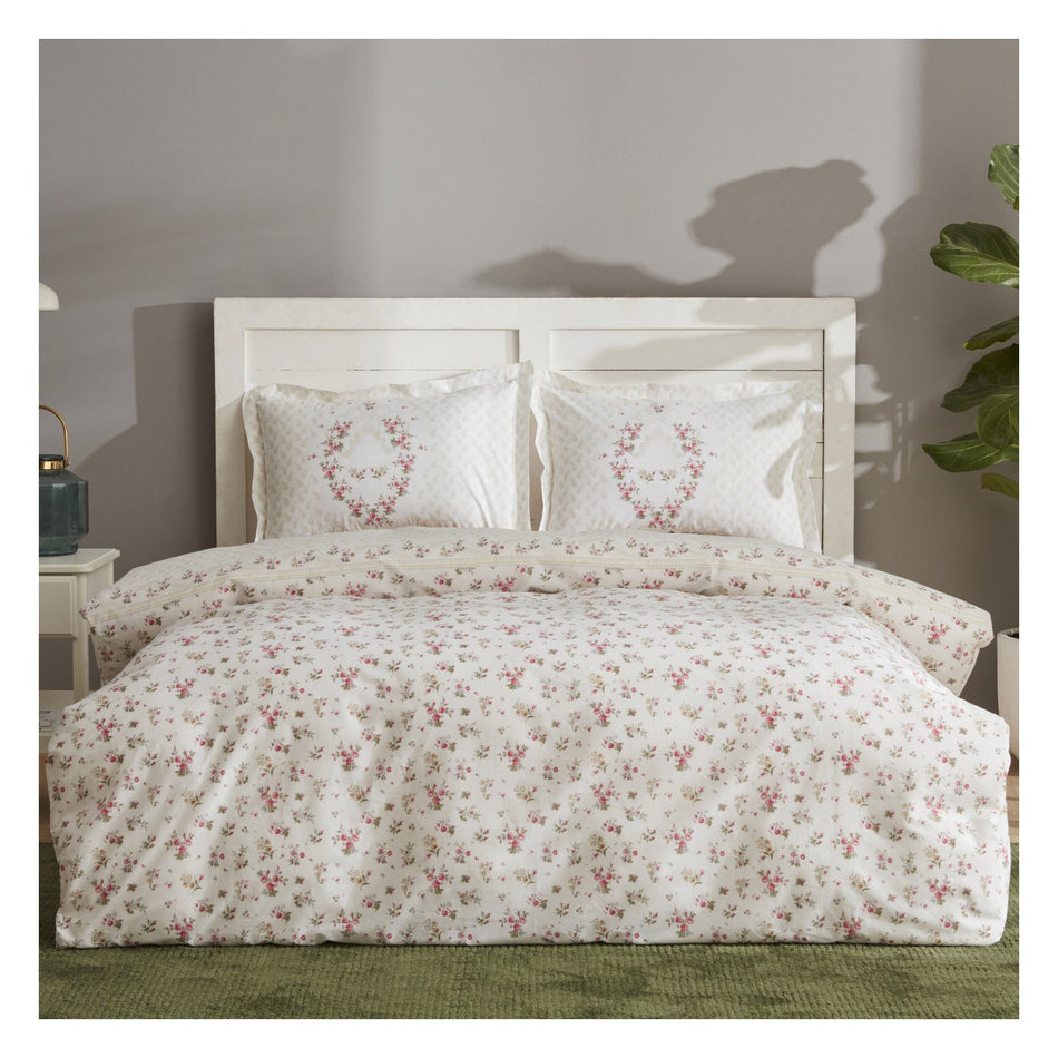Karaca Home Sonya %100 Cotton Double Duvet Cover Set Burgundy - MALLTURK