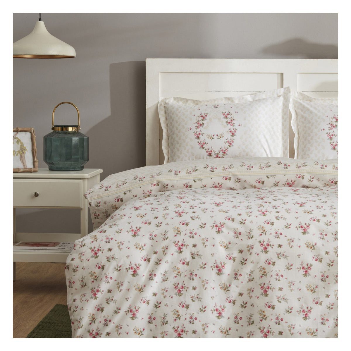 Karaca Home Sonya %100 Cotton Double Duvet Cover Set Burgundy - MALLTURK