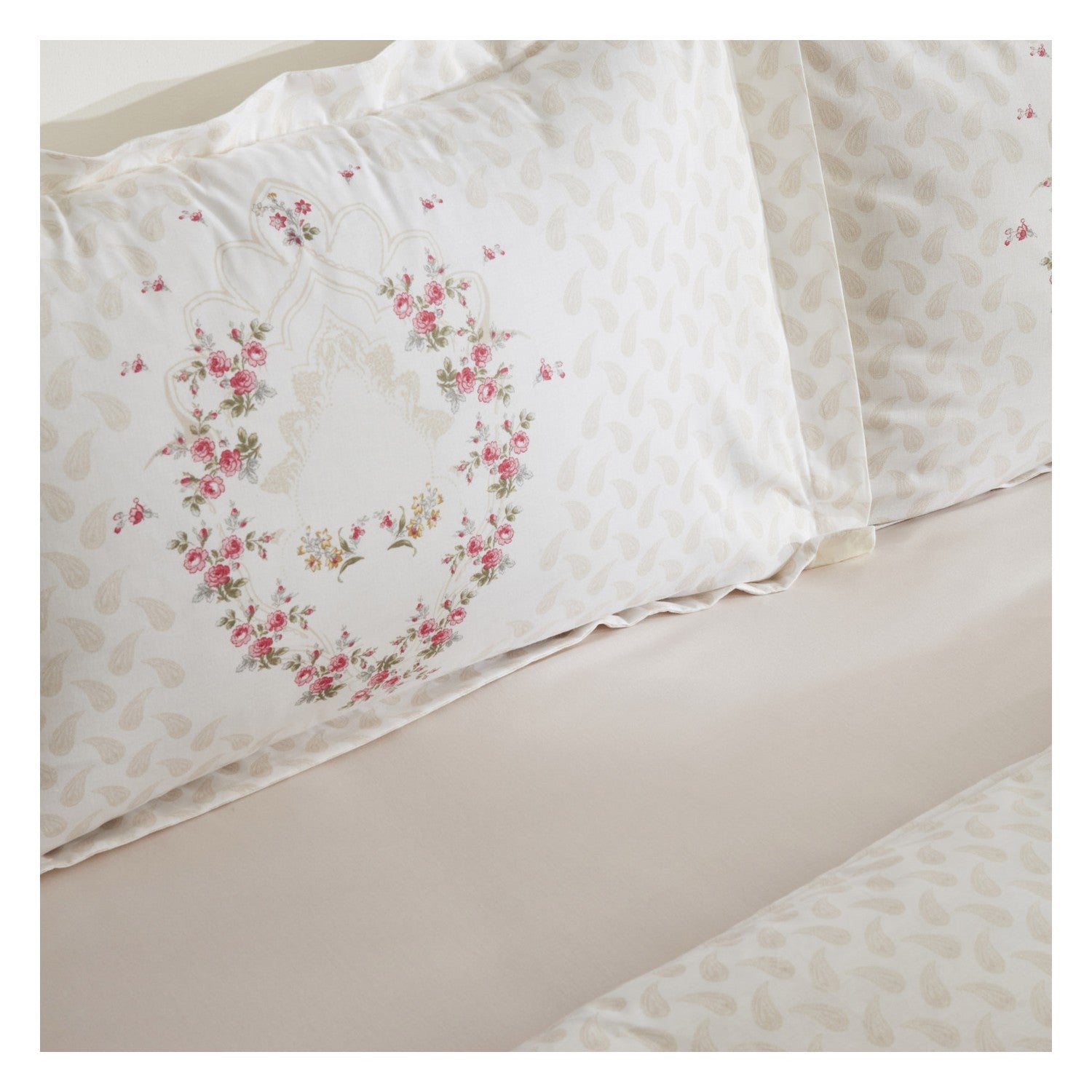 Karaca Home Sonya %100 Cotton Double Duvet Cover Set Burgundy - MALLTURK