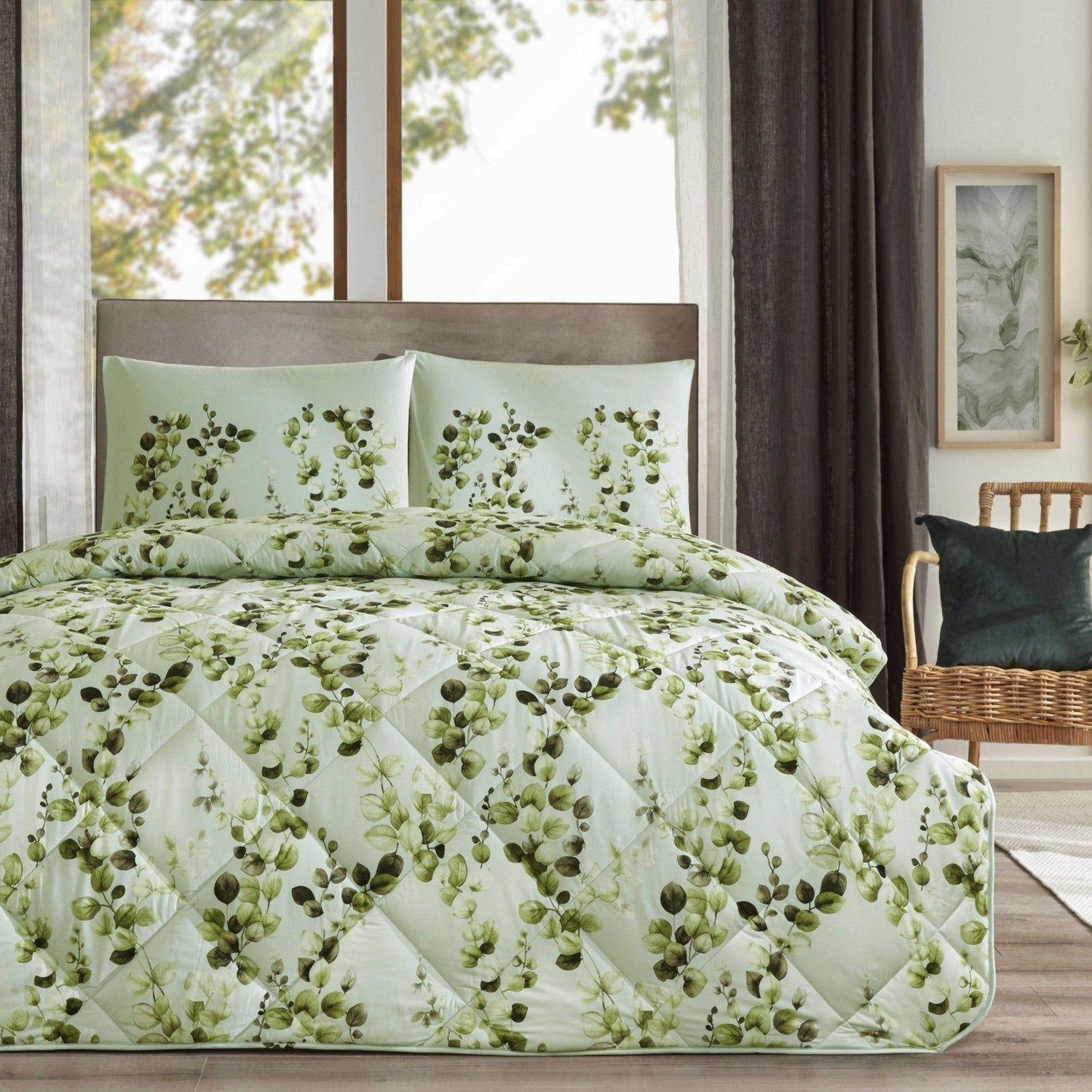 Tac Sarne Ranforce Double Duvet Set Green - MALLTURK
