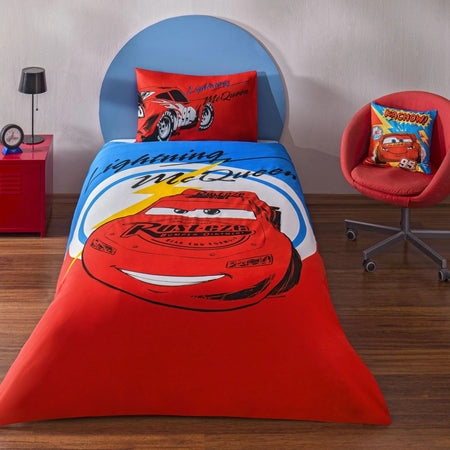 Tac Lisansli Disney Cars Mcqueen Single Cotton Duvet Cover Set - MALLTURK
