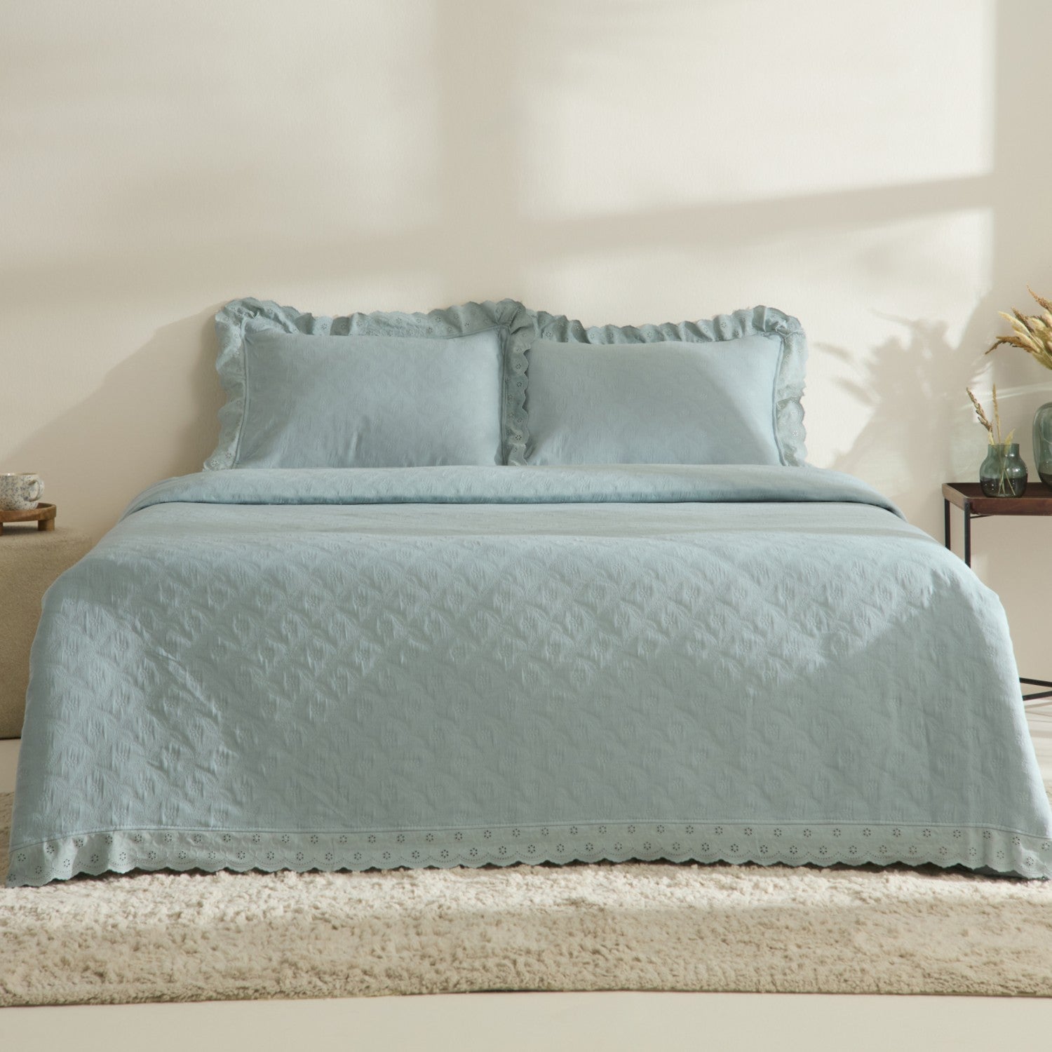 Karaca Home Arya Double Bedspread Set, Blue - MALLTURK