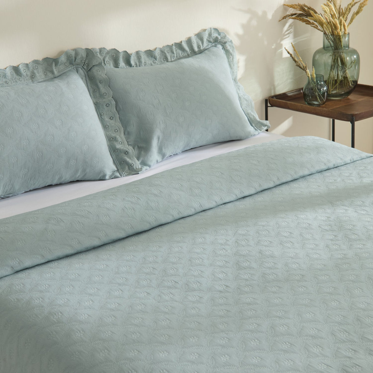 Karaca Home Arya Double Bedspread Set, Blue - MALLTURK