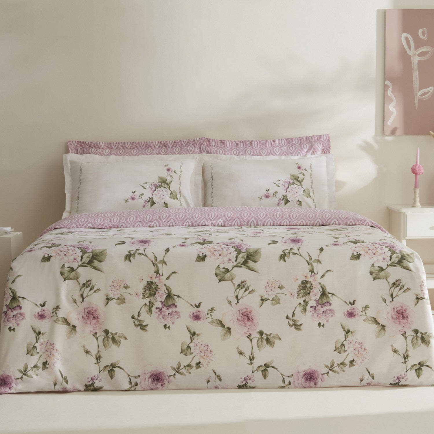 Karaca Home Rosales %100 Cotton 120 Thread Count Double Sateen Duvet Cover Set - MALLTURK